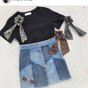 Lindsey Color Block Denim Mini Skirt